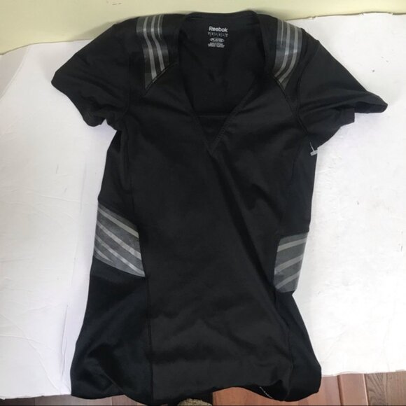 Reebok Easy Tone Fitness Workout Mesh Top Short Sleeve Stretch Spandex Sport S - Picture 11 of 16